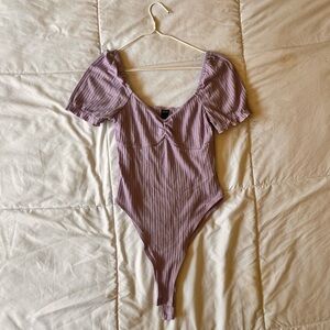 Purple Ribbed Bodysuit